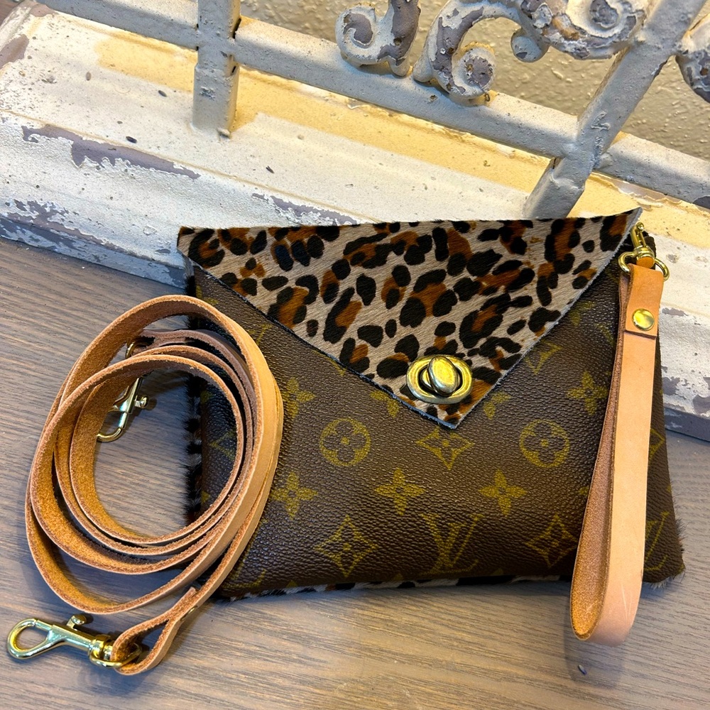 Louis Vuitton upcycled wristlet clutch crossbody